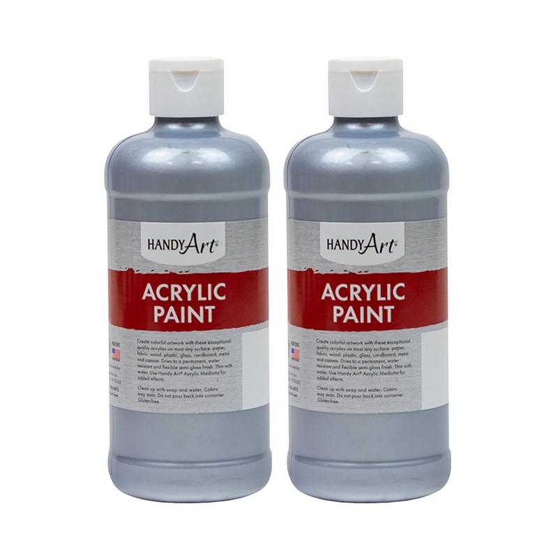 Metallic Acrylic Paint 16 oz., Silver, Pack of 2. Picture 2