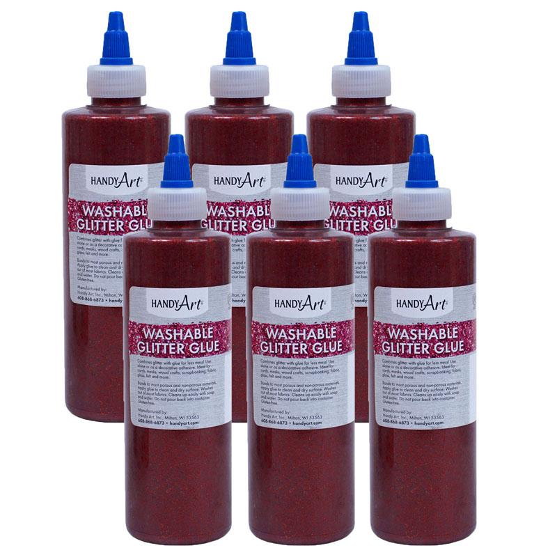 Washable Glitter Glue, 8 oz., Red, Pack of 6. Picture 2