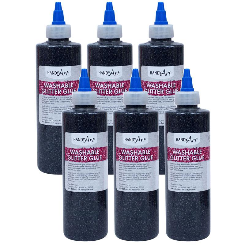Washable Glitter Glue, 8 oz., Black, Pack of 6. Picture 2
