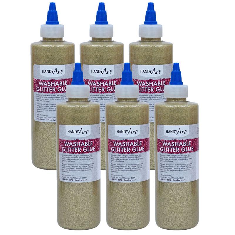 Washable Glitter Glue, 8 oz., Gold, Pack of 6. Picture 2