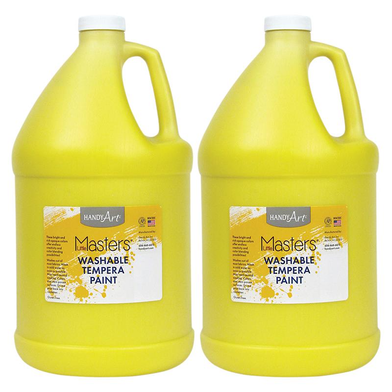 Little Masters Washable Tempera Paint, Yellow, Gallon, Pack of 2. Picture 2