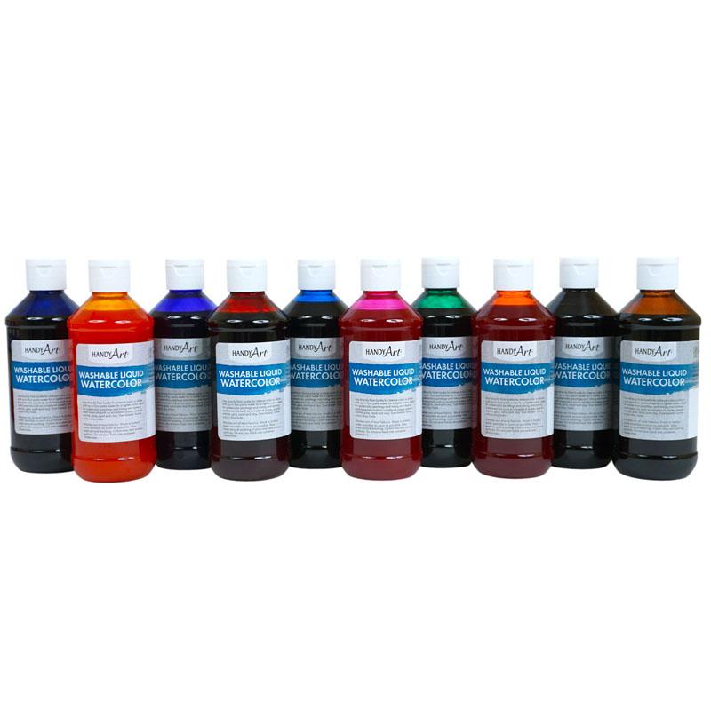 Washable Liquid Watercolors, 8oz, 10-Color Basic Kit. Picture 2