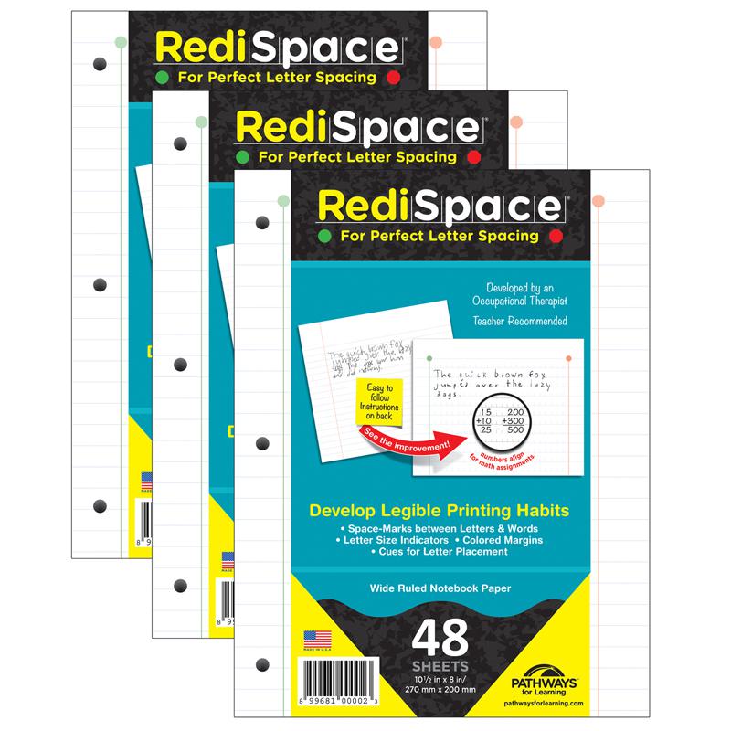 RediSpace Notebook Filler Paper, 48 Sheets Per Pack, 3 Packs. Picture 2