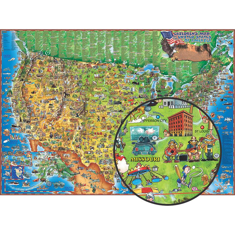 Children's Map of the United States Wall Map. Picture 2