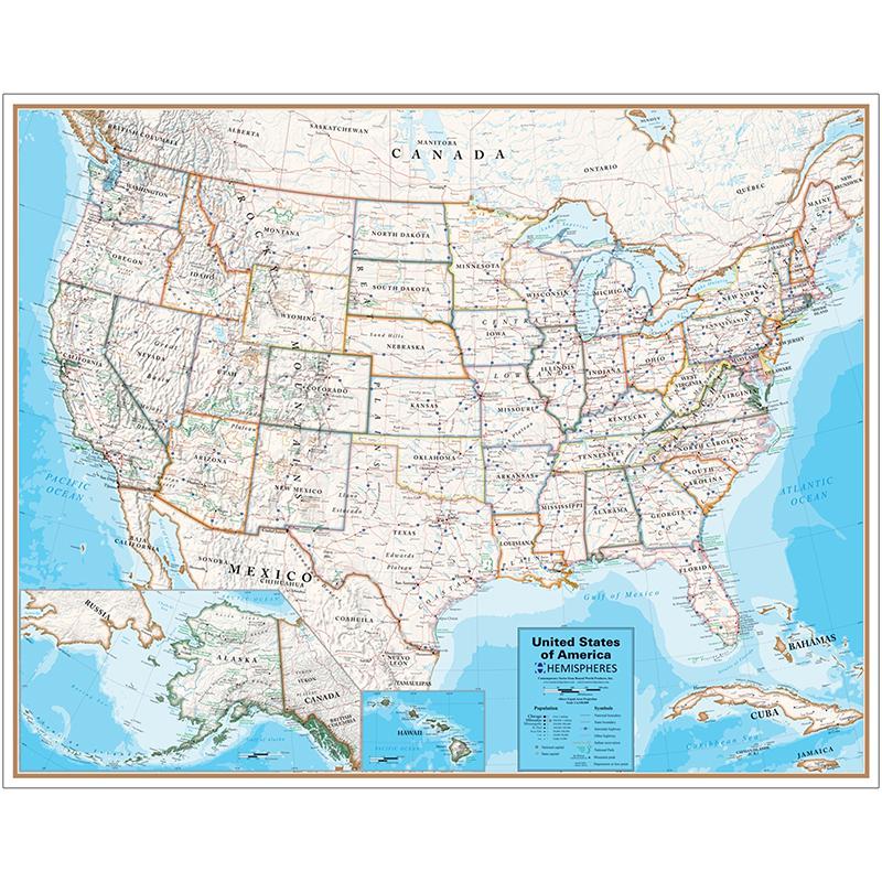 Contemporary Laminated Wall Map, United States. Picture 2