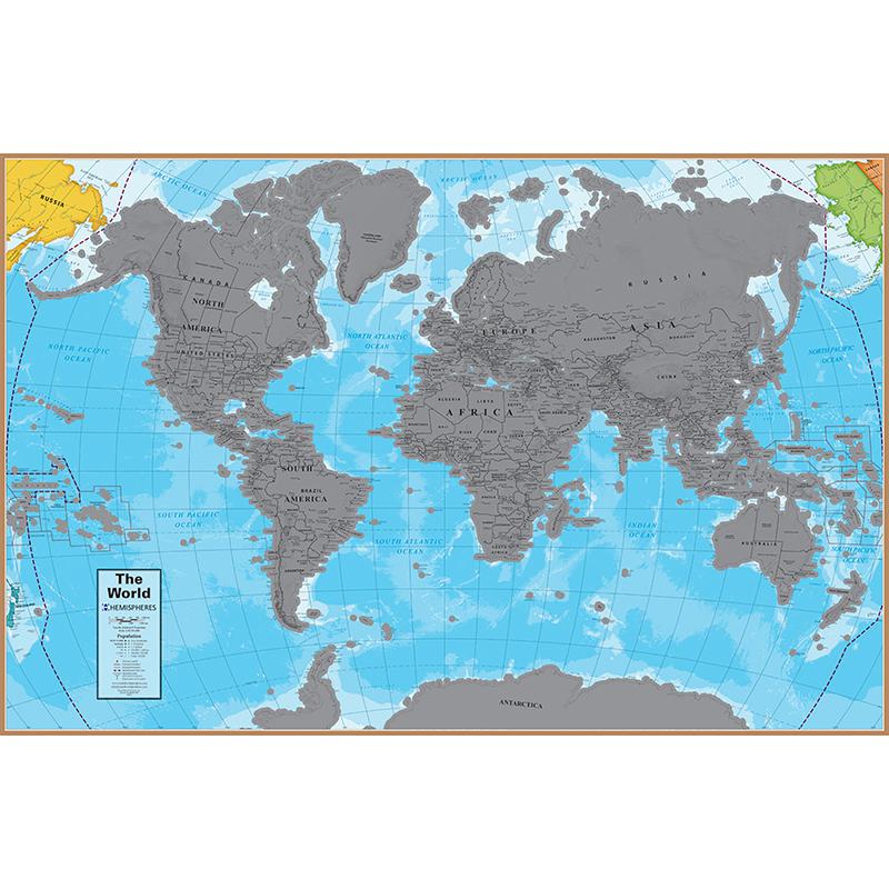 Scratch Off World 24" x 36" Laminated Wall Map. Picture 2