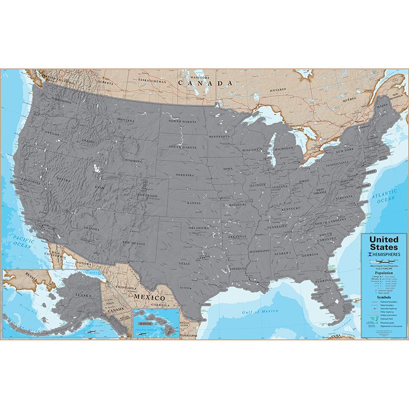 Scratch Off USA 24" x 36" Laminated Wall Map. Picture 2