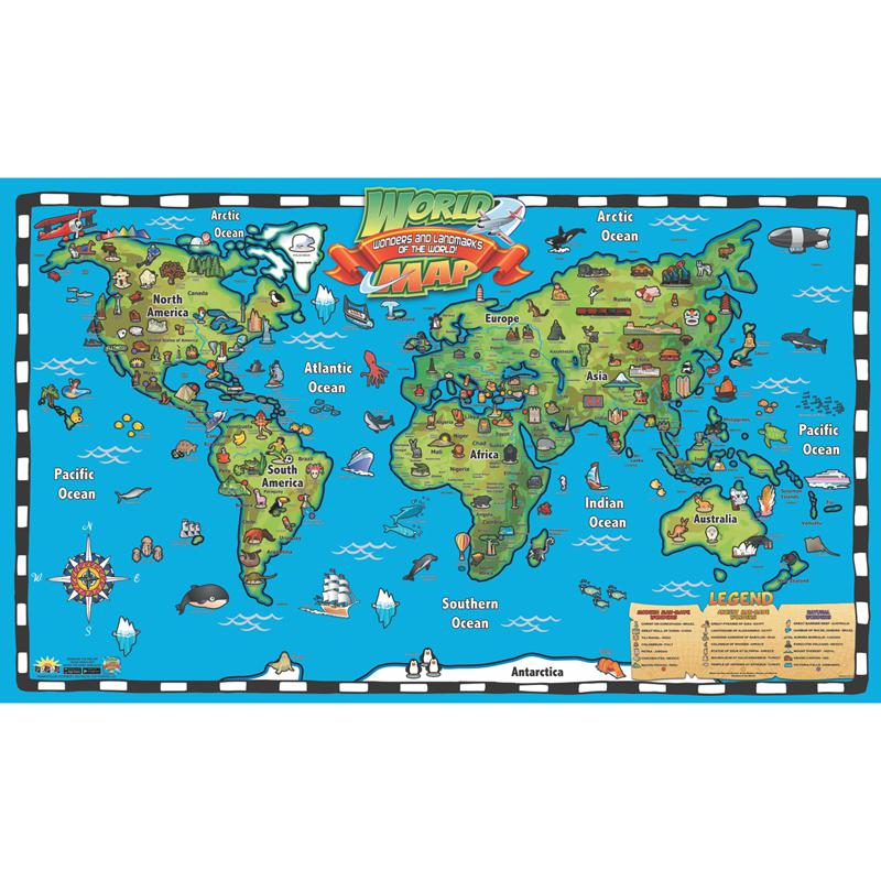 Kid's World Map Interactive Wall Chart with Free App. Picture 2