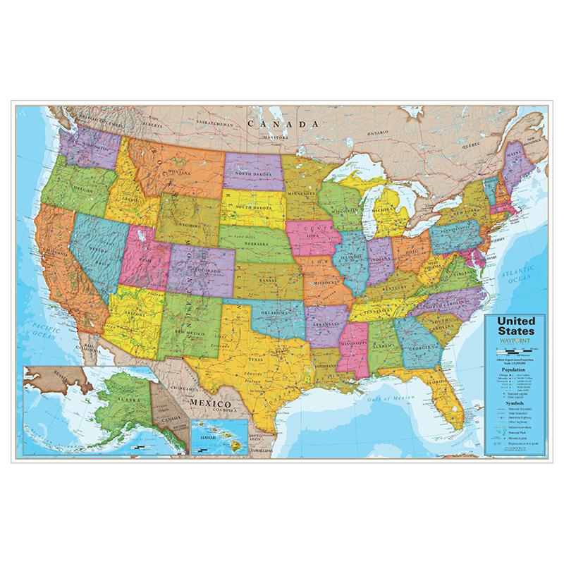Blue Ocean USA 24" x 36" Laminated Wall Map. Picture 2