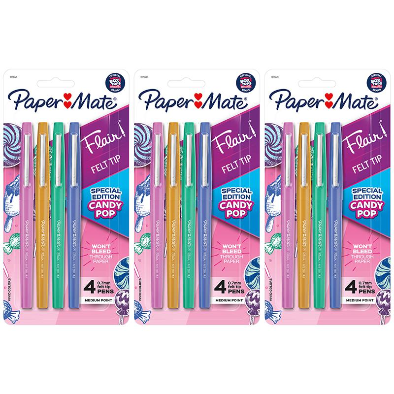 Flair Felt Tip Pens, Medium Point, Candy Pop Pack, 4 Per Pack, 3 Packs. Picture 2