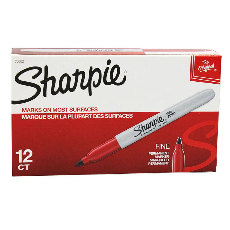 Fine Point Permanent Marker, Red, Box of 12. Picture 2