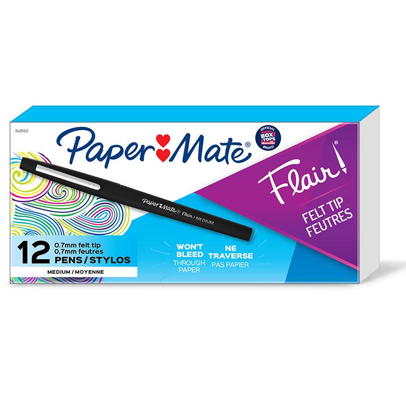 Flair Pens, Medium, Black, Box of 12. Picture 2