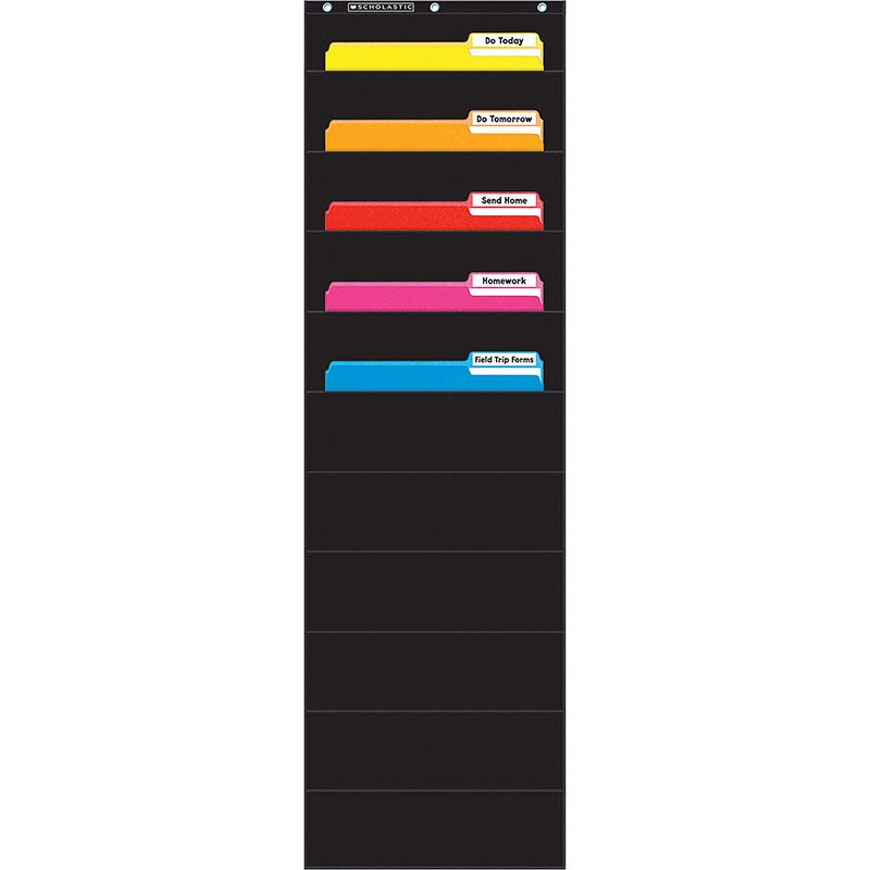 File Organizer 10-Pocket Chart, 14" x 46-1/2", Black. Picture 2