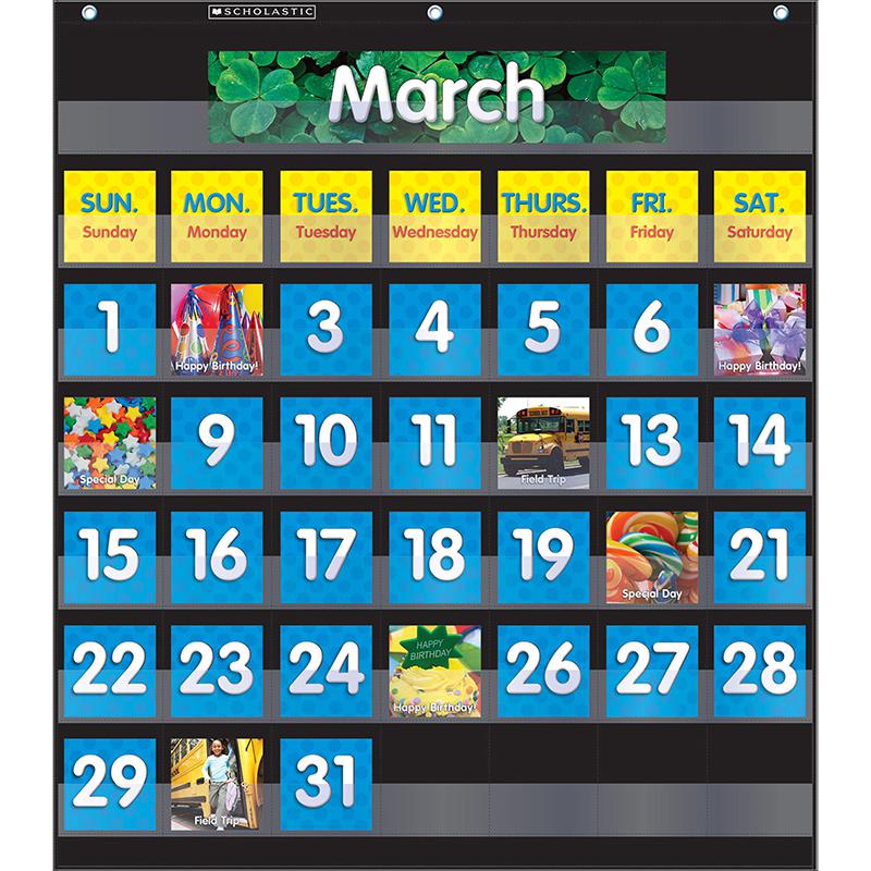 Monthly Calendar Pocket Chart with Cards, Black. Picture 2