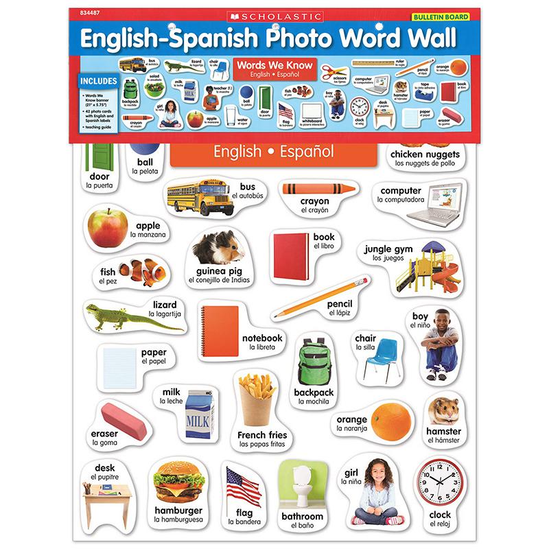 English-Spanish Photo Word Wall Bulletin Board Set. Picture 2
