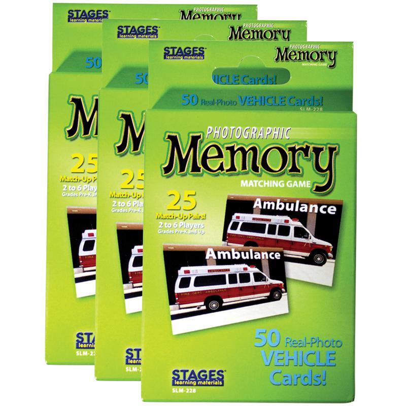 Photographic Memory Matching Game, Vehicles, Pack of 3. Picture 2