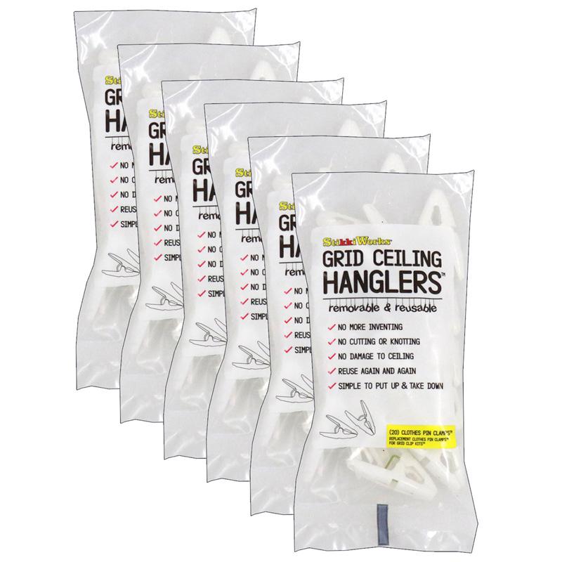 Grid Ceiling Hanglers Clothes Pin Clamps, 20 Per Pack, 6 Packs. Picture 2