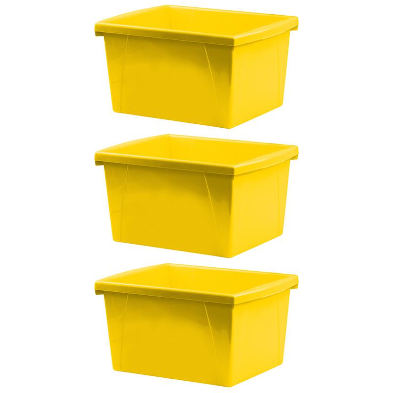 4 Gallon Storage Bin, Yellow, Pack of 3. Picture 2