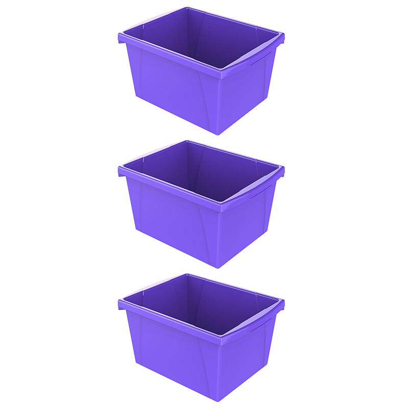 4 Gallon Storage Bin, Purple, Pack of 3. Picture 2