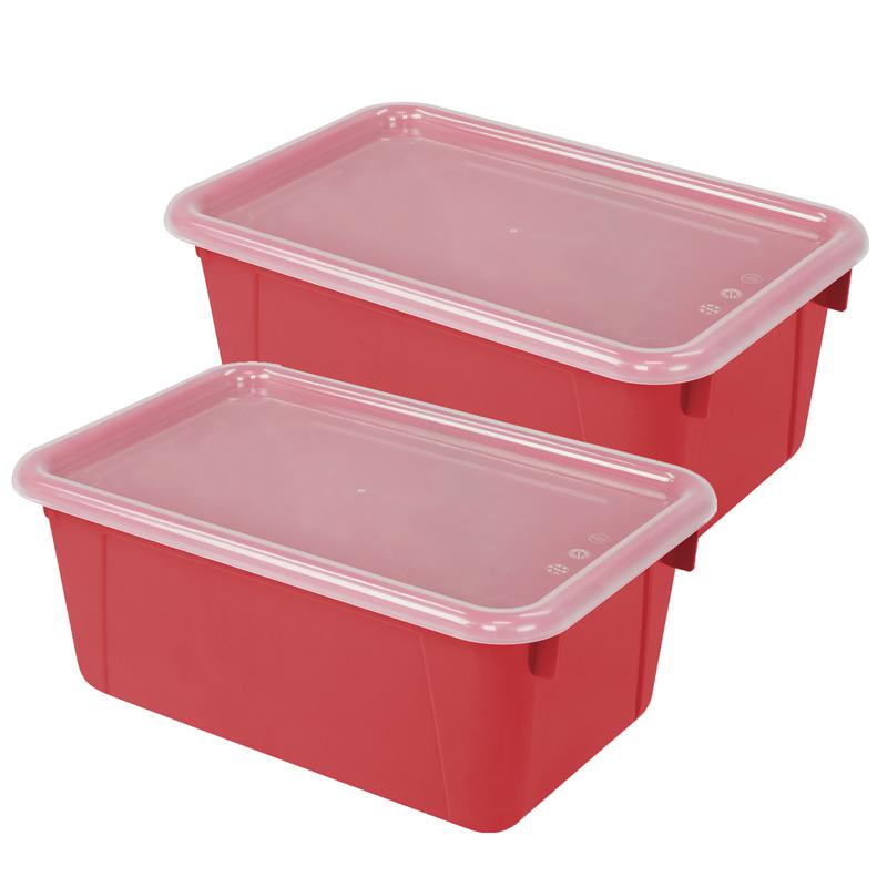 Small Cubby Bin, with Cover, Classroom Red, Pack of 2. Picture 2