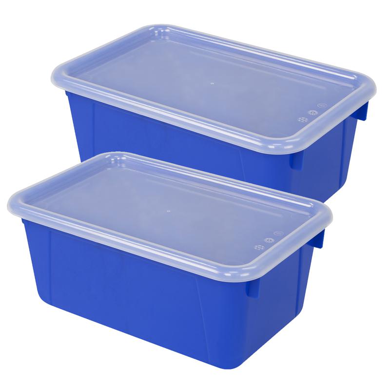 Small Cubby Bin, with Cover, Classroom Blue, Pack of 2. Picture 2