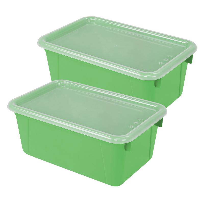 Small Cubby Bin, with Cover, Classroom Green, Pack of 2. Picture 2
