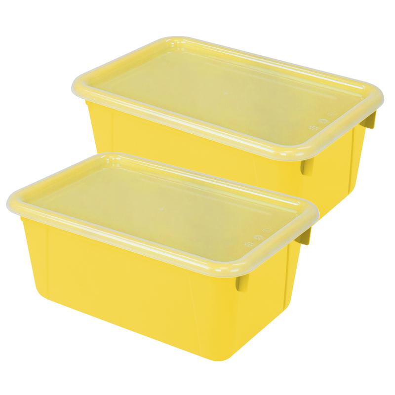 Small Cubby Bin, with Cover, Classroom Yellow, Pack of 2. Picture 2
