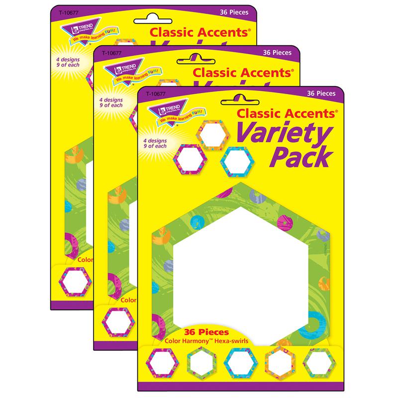 Color Harmony Hexa-swirls Classic Accents Variety Pack, 36 Per Pack, 3 Packs. Picture 2