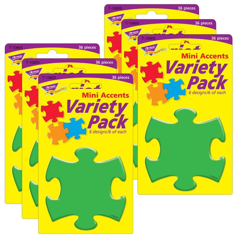 Puzzle Pieces Mini Accents Variety Pack, 36 Per Pack, 6 Packs. Picture 2