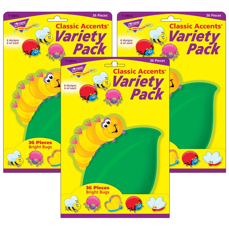 Bright Bugs Classic Accents Variety Pack, 36 Per Pack, 3 Packs. Picture 2