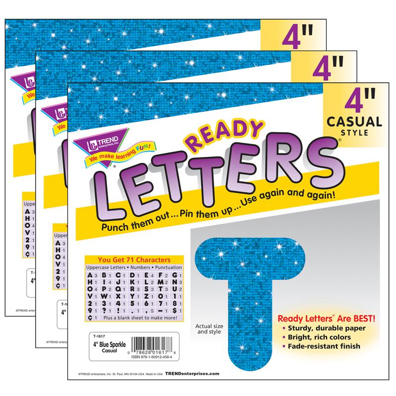 Blue Sparkle 4" Casual Uppercase Ready Letters, 71 Per Pack, 3 Packs. Picture 2