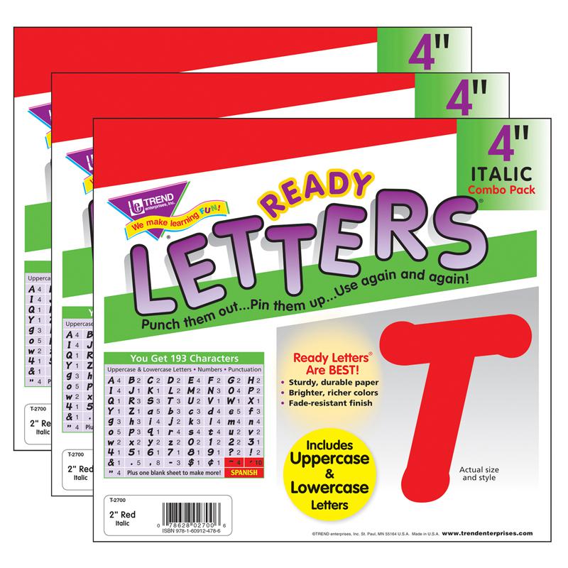 Red 4" Italic Combo Ready Letters, 193 Per Pack, 3 Packs. Picture 2