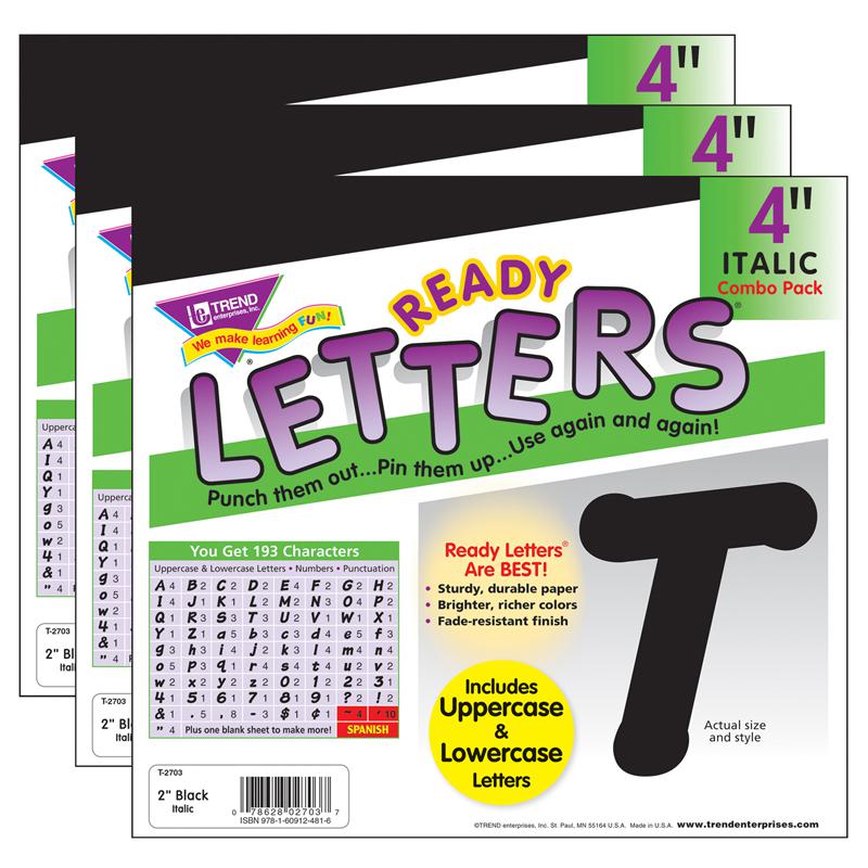 Italic Uppercase/Lowercase Pack (EN/SP) Ready Letters, 193 Per Pack, 3 Packs. Picture 2