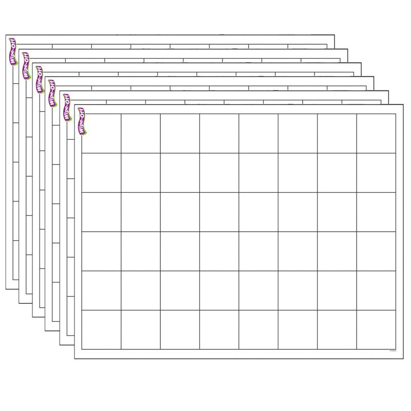 Graphing Grid (Large Squares) Wipe-Off Chart, 17" x 22", Pack of 6. Picture 2