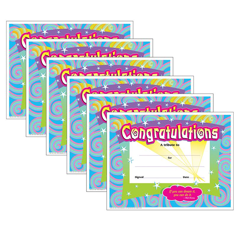 Congratulations/Swirls Colorful Classics Certificates, 30 Per Pack, 6 Packs. Picture 2
