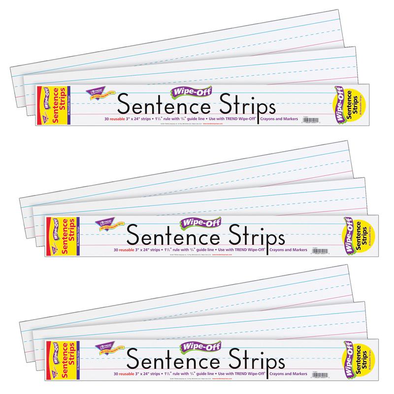 Wipe-Off Sentence Strips, 3" x 24", White, 30 Per Pack, 3 Packs. Picture 2