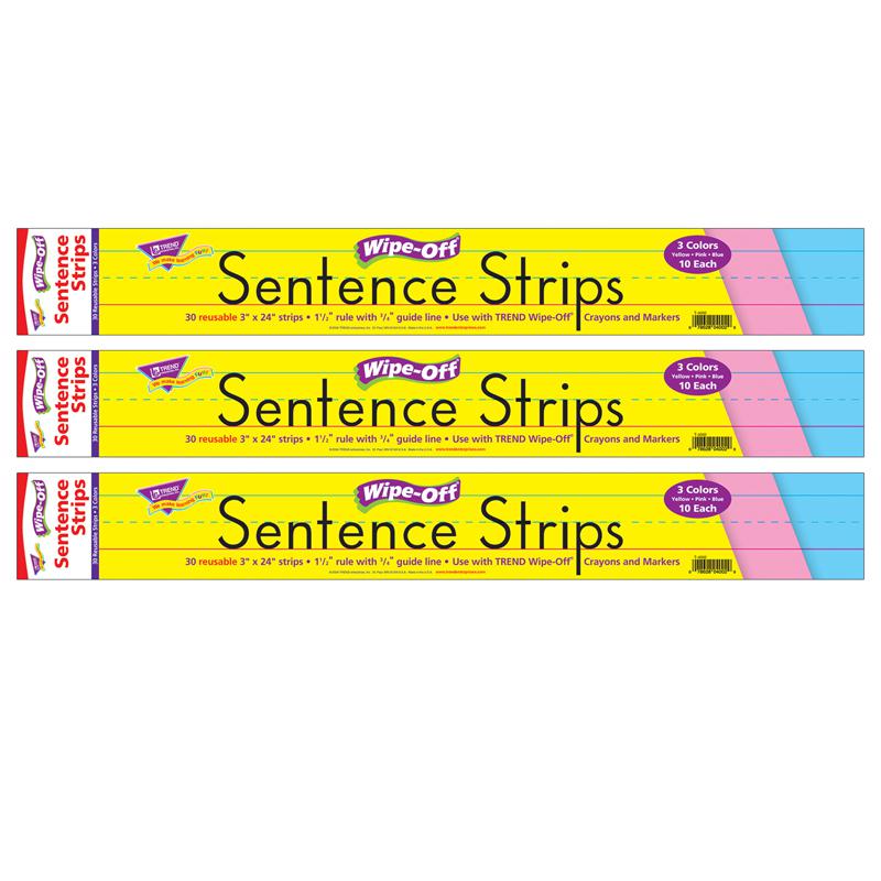 Multicolor Wipe-Off Sentence Strips, 24", 30 Per Pack, 3 Packs. Picture 2