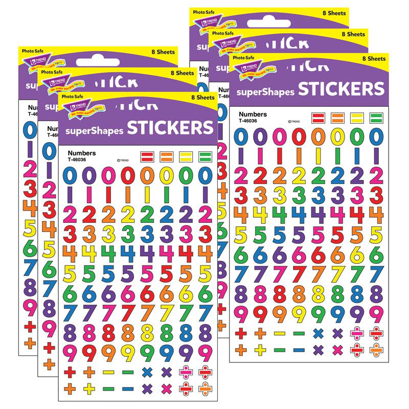 Numbers superShapes Stickers, 800 Per Pack, 6 Packs. Picture 2