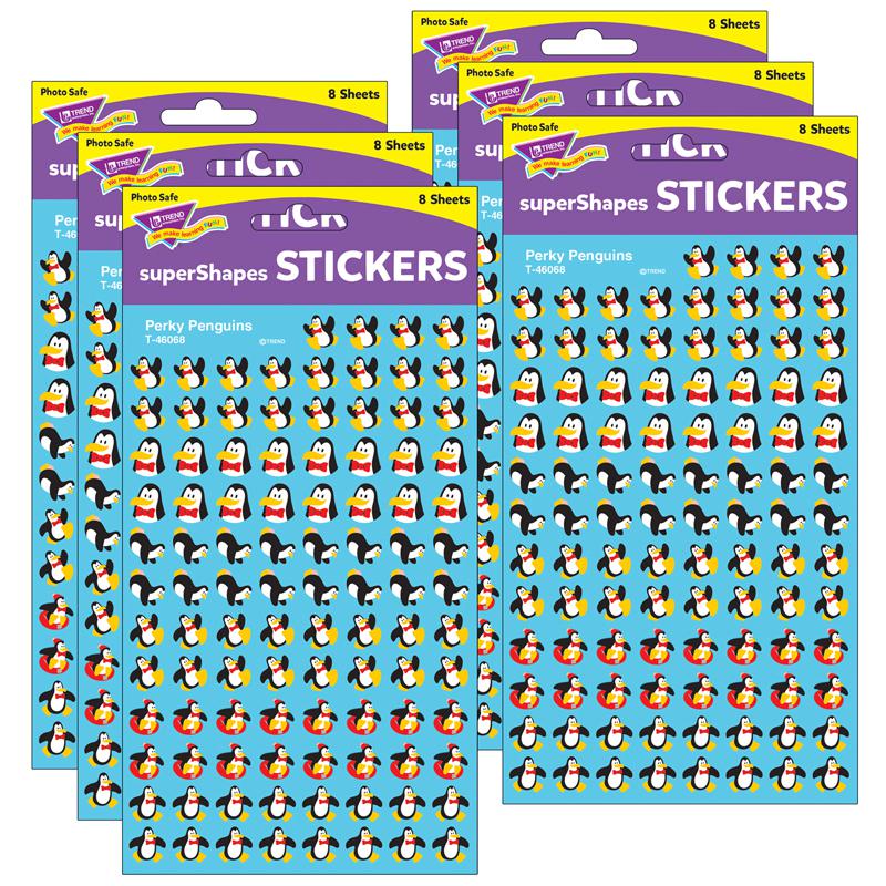 Perky Penguins superShapes Stickers, 800 Per Pack, 6 Packs. Picture 2