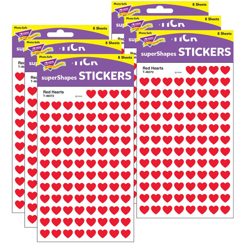 Red Hearts superShapes Stickers, 800 Per Pack, 6 Packs. Picture 2