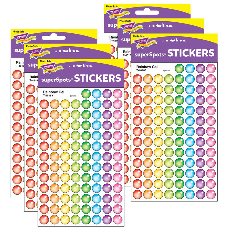 Rainbow Gel superSpots Stickers, 800 Per Pack, 6 Packs. Picture 2