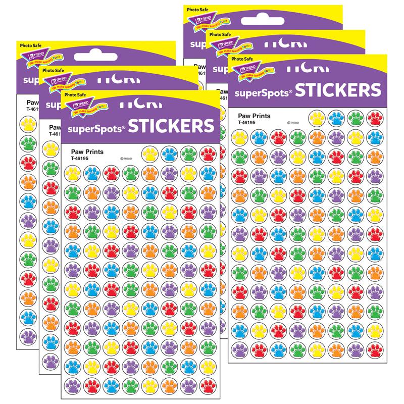 Paw Prints superSpots Stickers, 800 Per Pack, 6 Packs. Picture 2