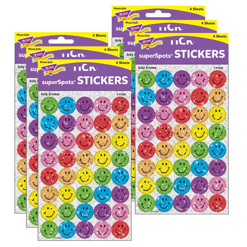 Silly Smiles superSpots Stickers-Sparkle, 160 Per Pack, 6 Packs. Picture 2
