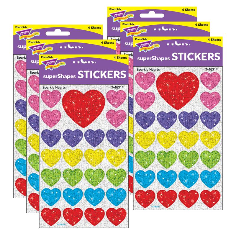 Sparkle Hearts superShapes Stickers-Sparkle, 100 Per Pack, 6 Packs. Picture 2