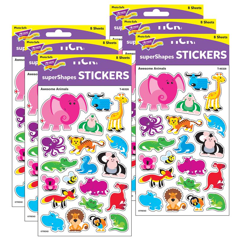 Awesome Animals superShapes Stickers-Large, 160 Per Pack, 6 Packs. Picture 2