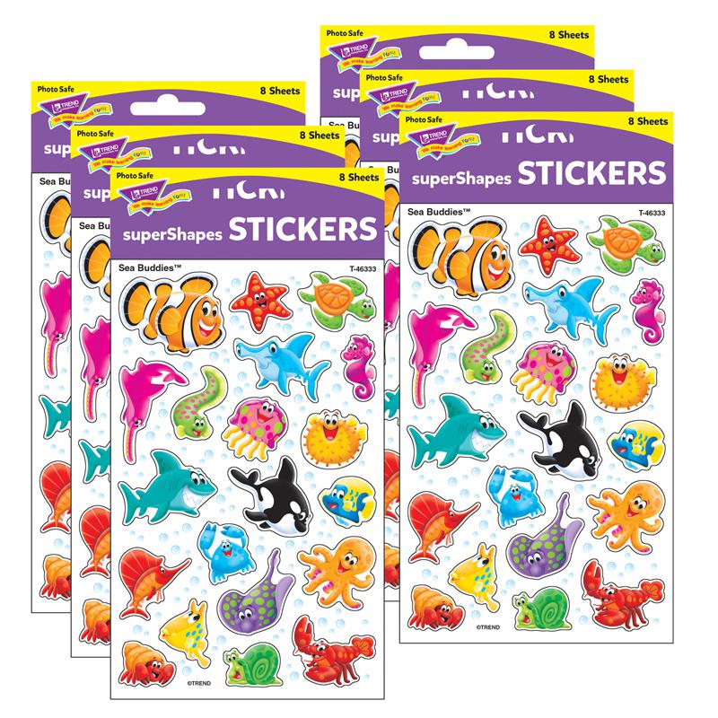 Sea Buddies superShapes Stickers-Large, 160 Per Pack, 6 Packs. Picture 2