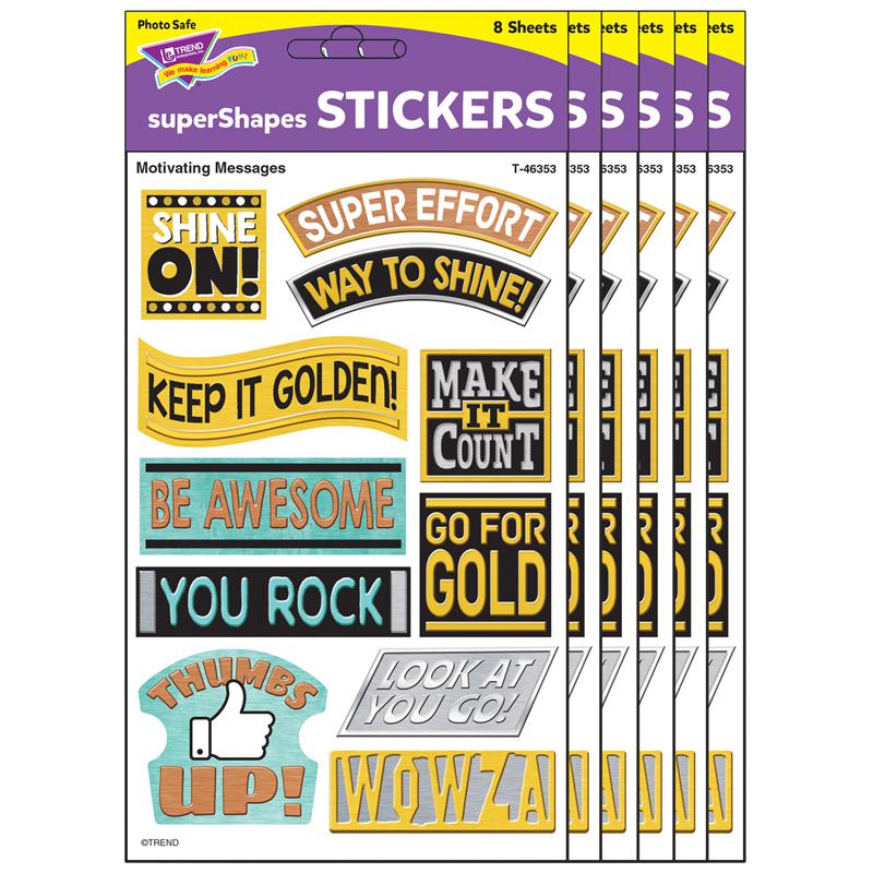 I Love Metal Motivating Messages superShapes Stickers, 88 Per Pack, 6 Packs. Picture 2