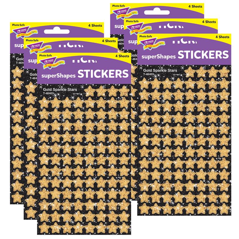 Gold Sparkle Stars superShapes Stickers-Sparkle, 400 Per Pack, 6 Packs. Picture 2