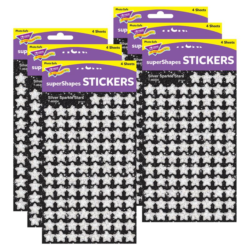 Silver Sparkle Stars superShapes Stickers-Sparkle, 400 Per Pack, 6 Packs. Picture 2