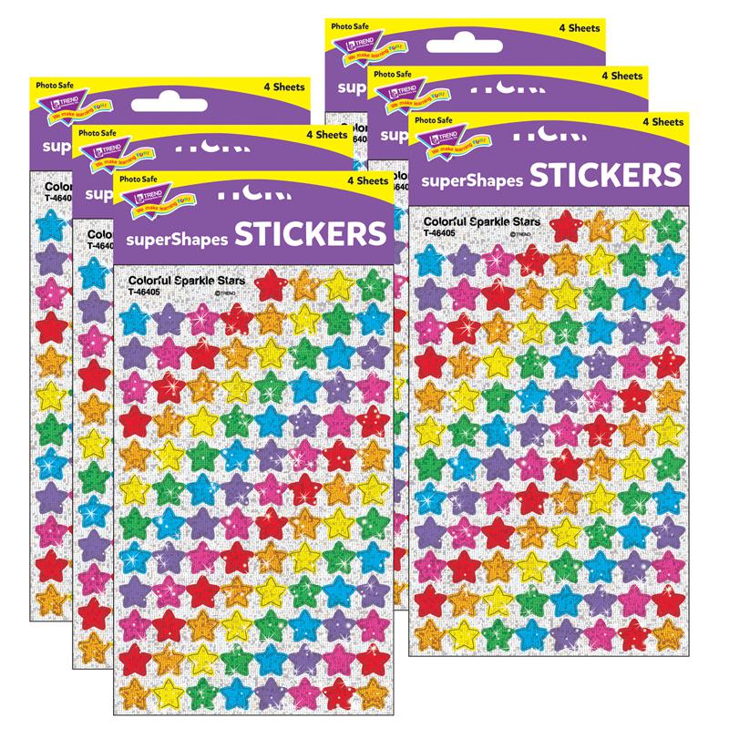 Colorful Sparkle Stars superShapes Stickers, 400 Per Pack, 6 Packs. Picture 2